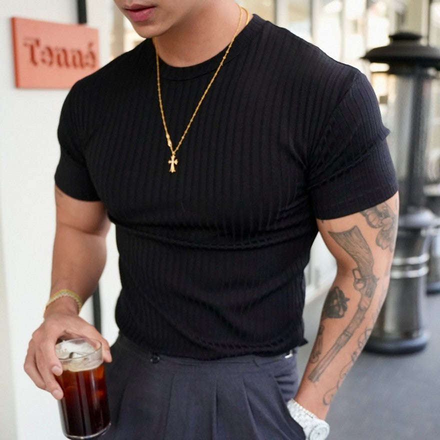 Men's Summer Sports Fitness Casual Round Neck Stretchable Shirt